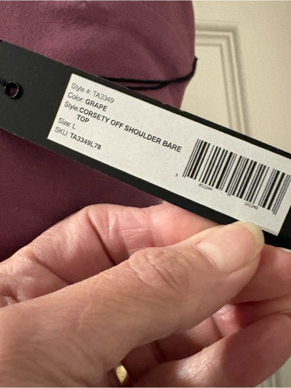 TA3 Corsety Off Shoulder Bare NWT Grape size Large - Picture 8 of 8